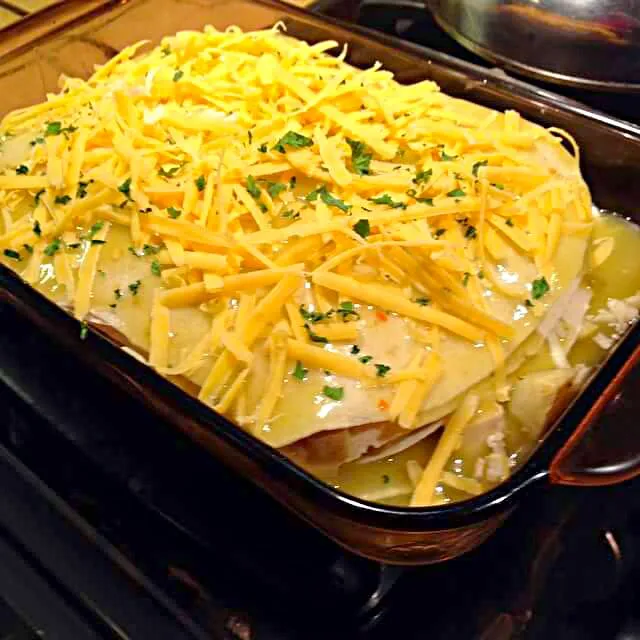 Four layer chicken artichoke torta ready for the oven|CHUENCHAIさん