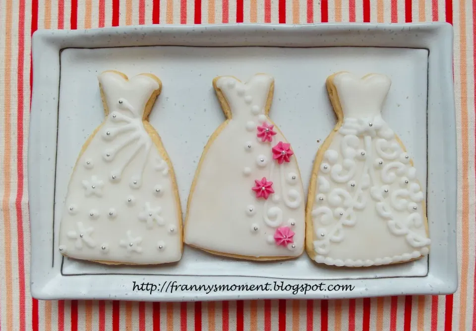 wedding dress icing cookies|Frannyさん