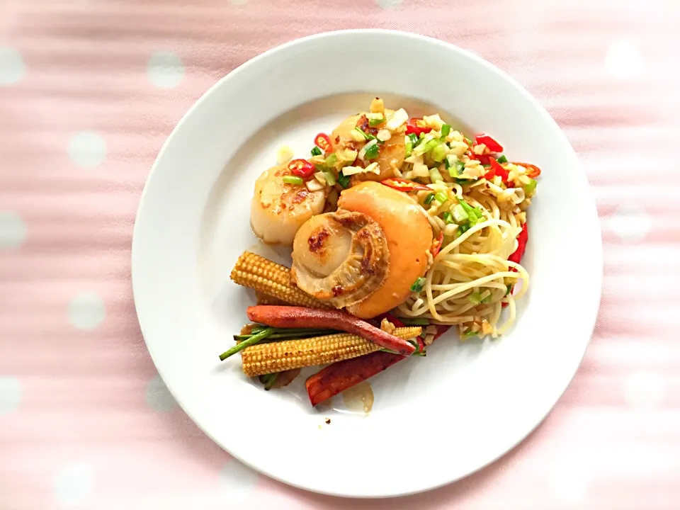 Spaghetti Grilled Scallops|Marinさん