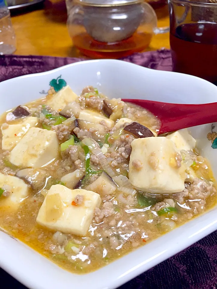 昨日の中華スープで麻婆豆腐|まゆさんさん