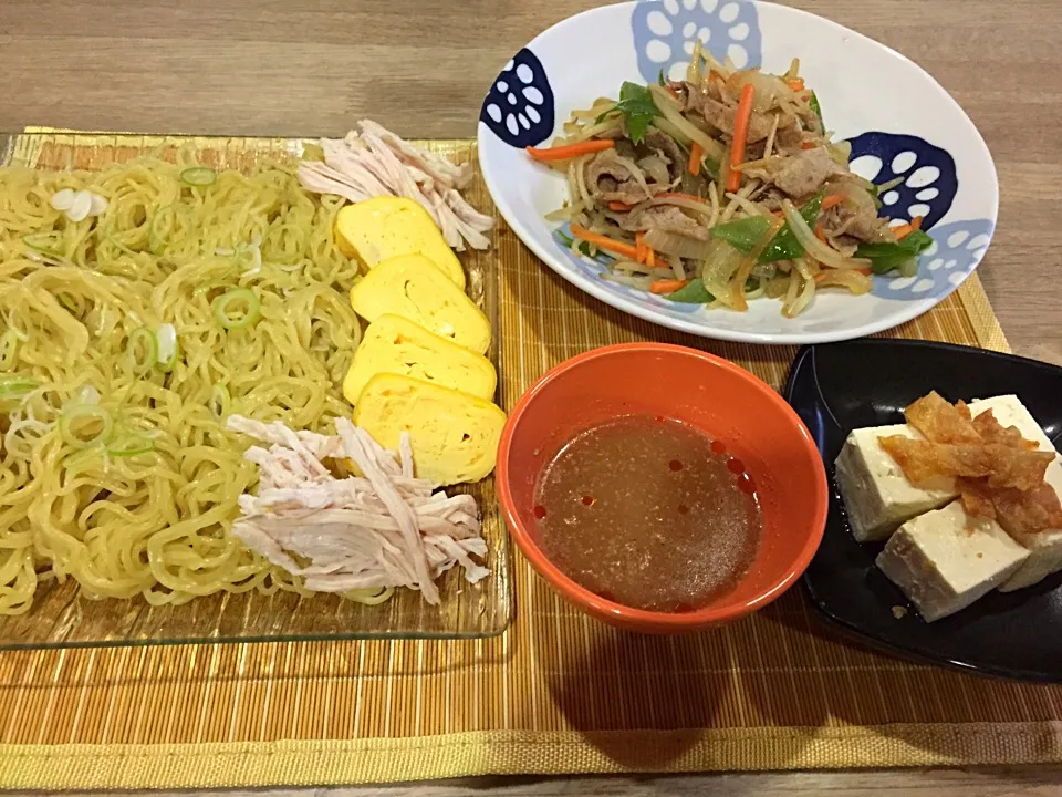 胡麻坦々つけ麺・冷奴・肉野菜炒め|まーままさん