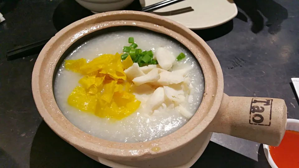 congee with sliced fish|秋平さん