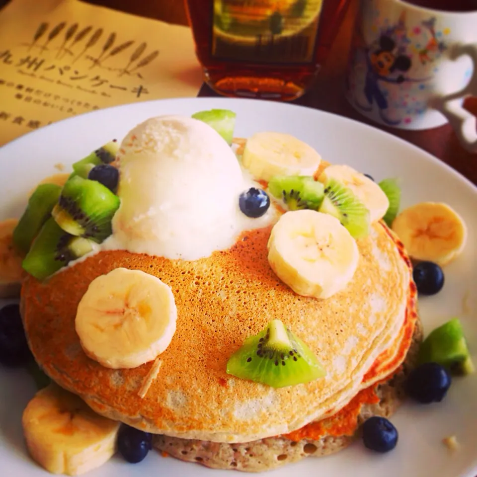 九州パンケーキミックスで！ハーゲンダッツのせパンケーキ(*^o^*)|こじまるさん