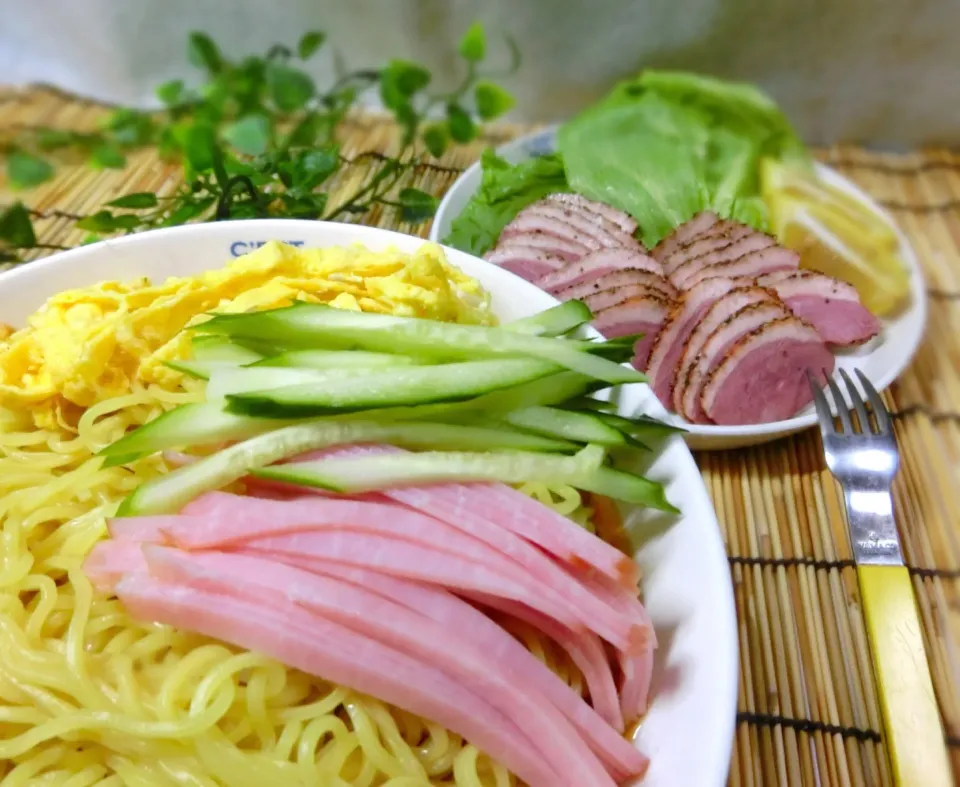 合鴨  冷麺  冷麺はタレをかけたら食べられると思っていました。具は切ってあったが麺を茹で具を乗せました💦💦|Hiroshi  Kimuraさん