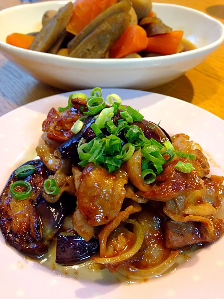 茄子と豚肉の八丁味噌甘辛炒め|まつださんさん