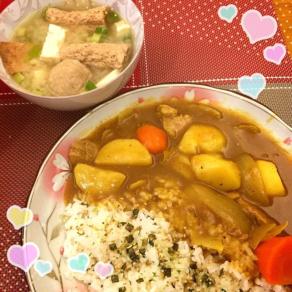 Snapdishの料理写真:咖喱飯 麥捲味增湯💖|LivChenさん