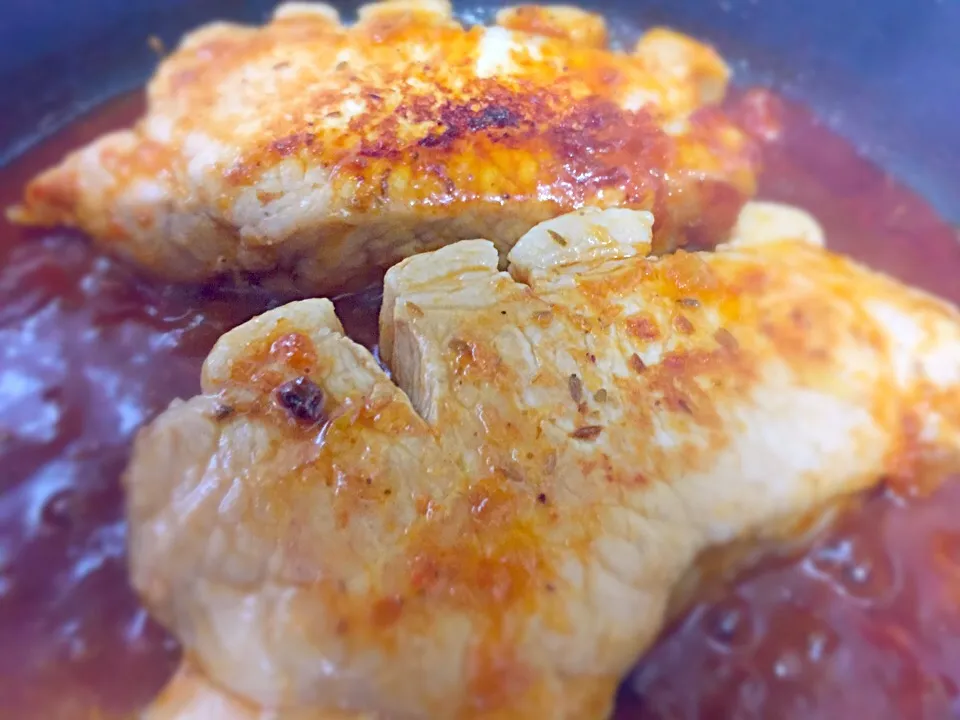 TEX-MEXなBBQポーク。ソースは特製レシピによる自家製です。|tesasakiさん