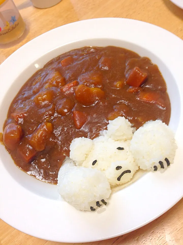 Snapdishの料理写真:シロクマ暑くて溶けちゃうよーのカレーライス|めぐまんさん