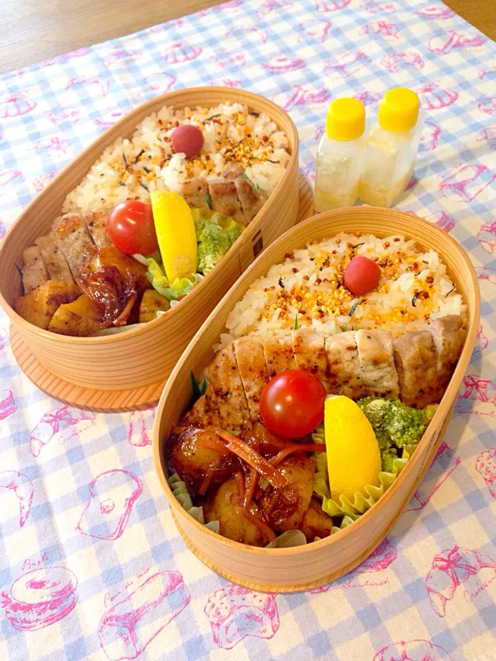 Snapdishの料理写真:おりぃ🎀さんの料理 子供洋食と豚肉ソテーネギ塩レモン🍋のお弁当 6/1|ピロさん