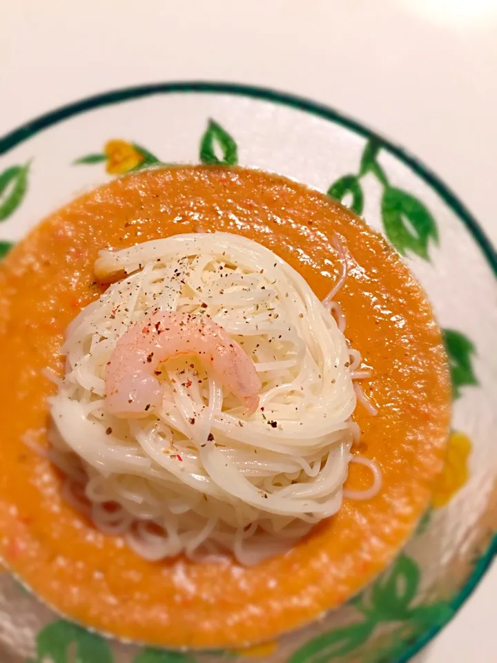 野菜たっぷりガスパチョそうめん|黒猫飲茶さん