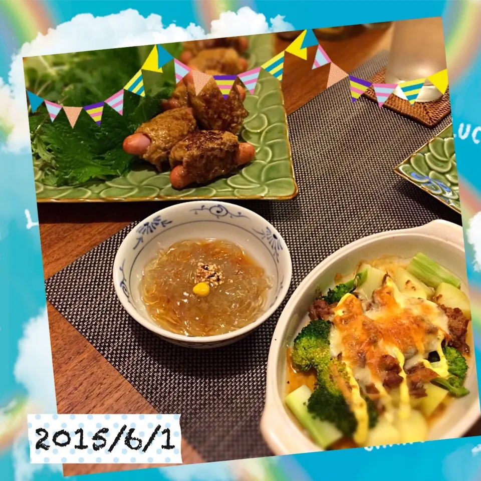 Snapdishの料理写真:グラタン／さば味噌煮缶 ケバブ風スパイシーウィンナー ところてん|𓇼 Ⓢ Ⓗ Ⓘ Ⓝ Ⓞ Ⓑ Ⓤ 𓇼さん