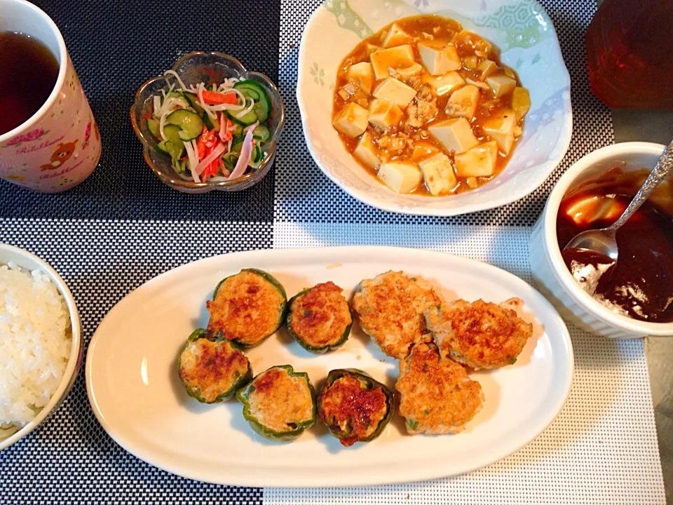 ピーマンの肉詰め、麻婆豆腐|りんこさん