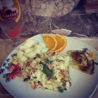 #noodle casserole #fried pineapple  # flavored water|Lilian Sinikaldaさん