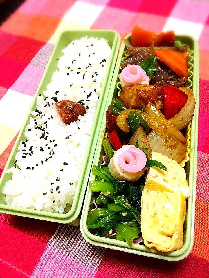 今日のお弁当6/3♡揚げ鶏のカレー甘酢あん(*^^*)|ばろんさん