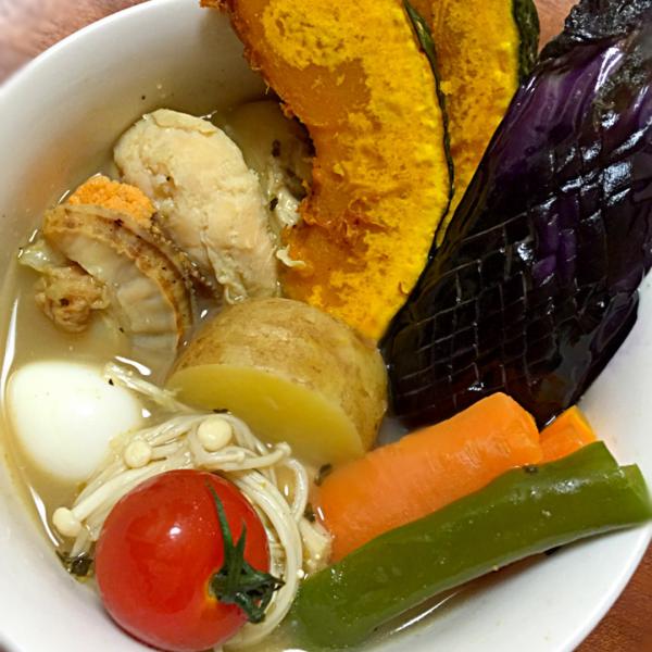 咲きちゃん塩麹ささみロールと紫アスパラで12種の野菜の豆乳スープカレー お誕生日おめでとう ボンバー Snapdish スナップディッシュ Id Ylfapa