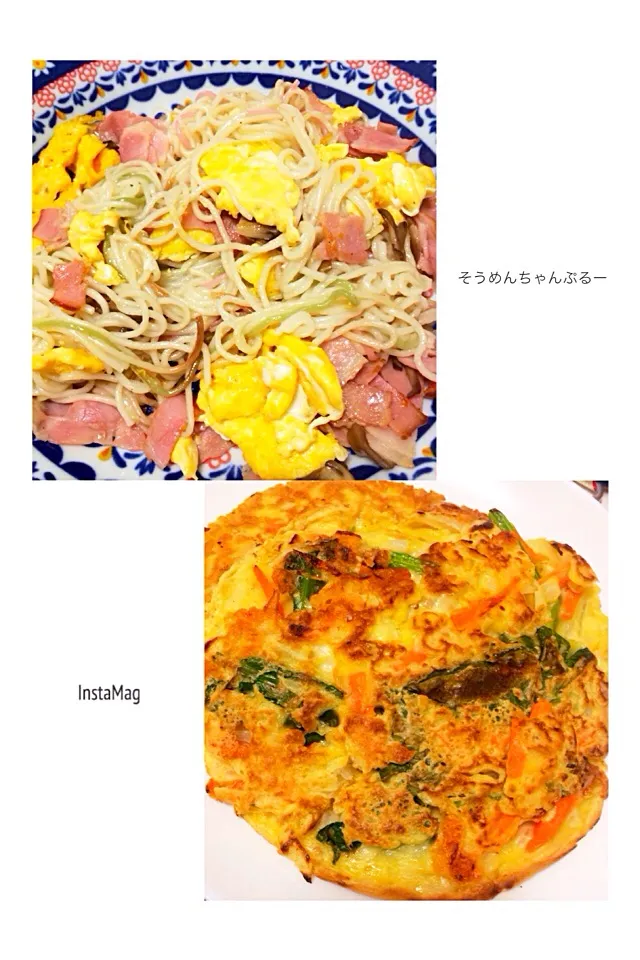 Snapdishの料理写真:そうめん、チヂミ|Non.さん