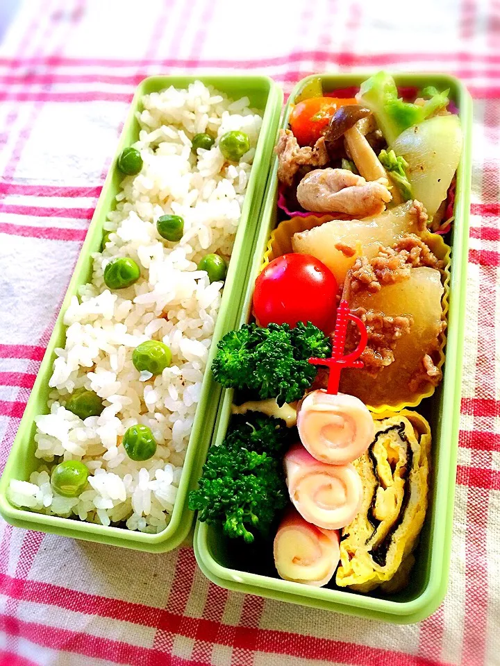 今日のお弁当6/4♡豆ご飯(*^^*)♪|ばろんさん