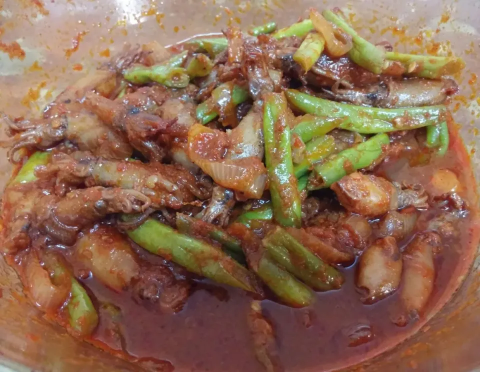 Sambal Sotong Kering Dengan Buncis - Dried Salted Cuttlefish in Chilli Sauce with Green Beans|FooDin'sさん