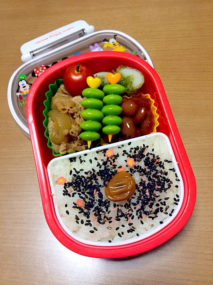 日の丸お弁当。梅ごま塩かけ〜|そらおママさん