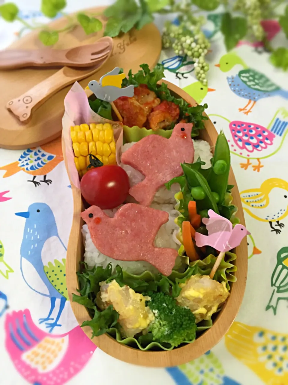 Snapdishの料理写真:ゆっぴーのお弁当『幸せの青い鳥💕』みんな幸せになぁ〜れ☺️|kumiさん