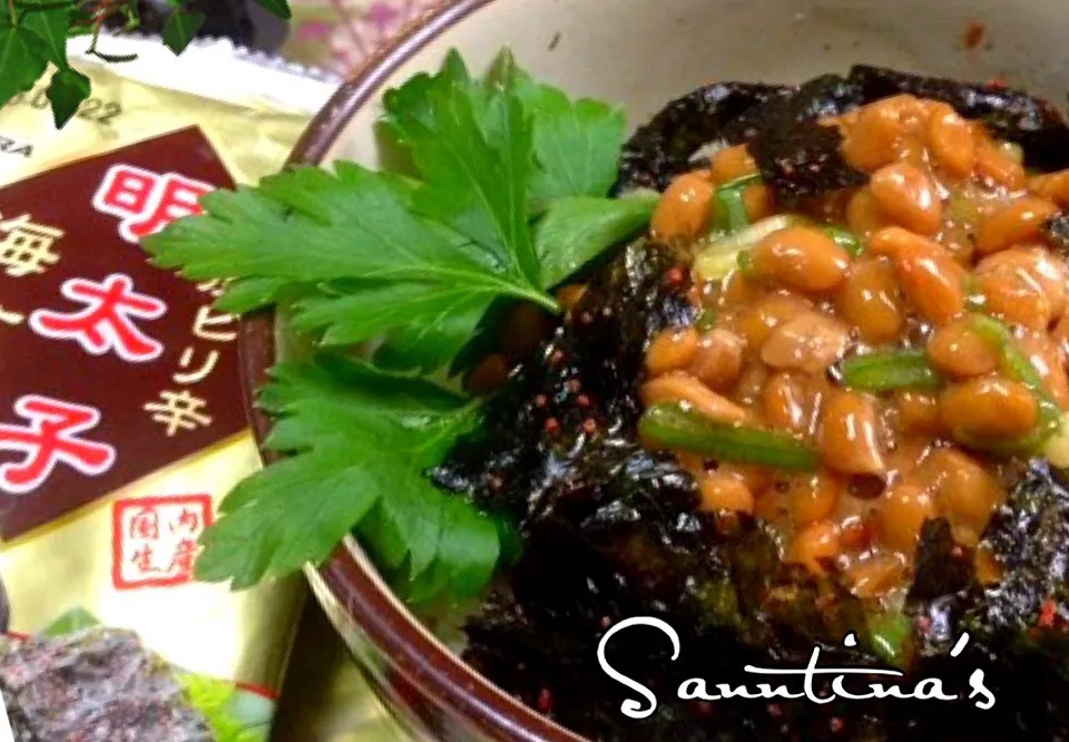 ✨Natto with men taiko nori rice for breakfast 🍚納豆with 明太子のりfor 朝ごはん😋✨|🌺Sanntina🌺さん