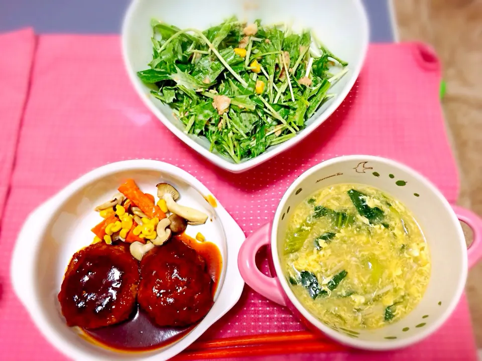 煮込みハンバーグで晩ご飯♡|ミャアさん