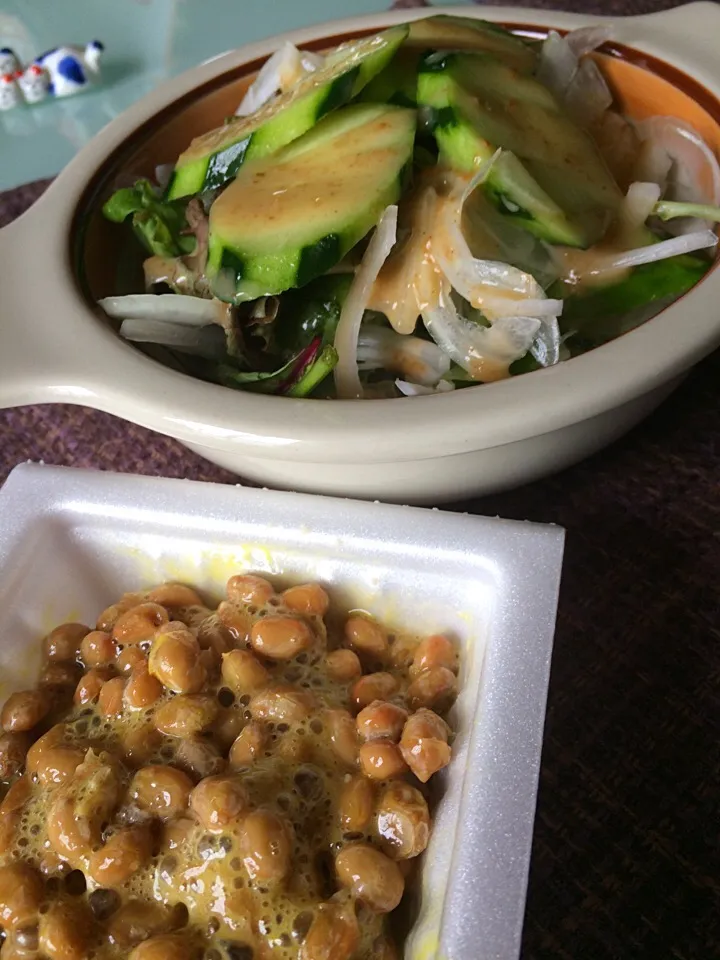 Always healthy Saturday .. Green salad and Natto|Nigelさん