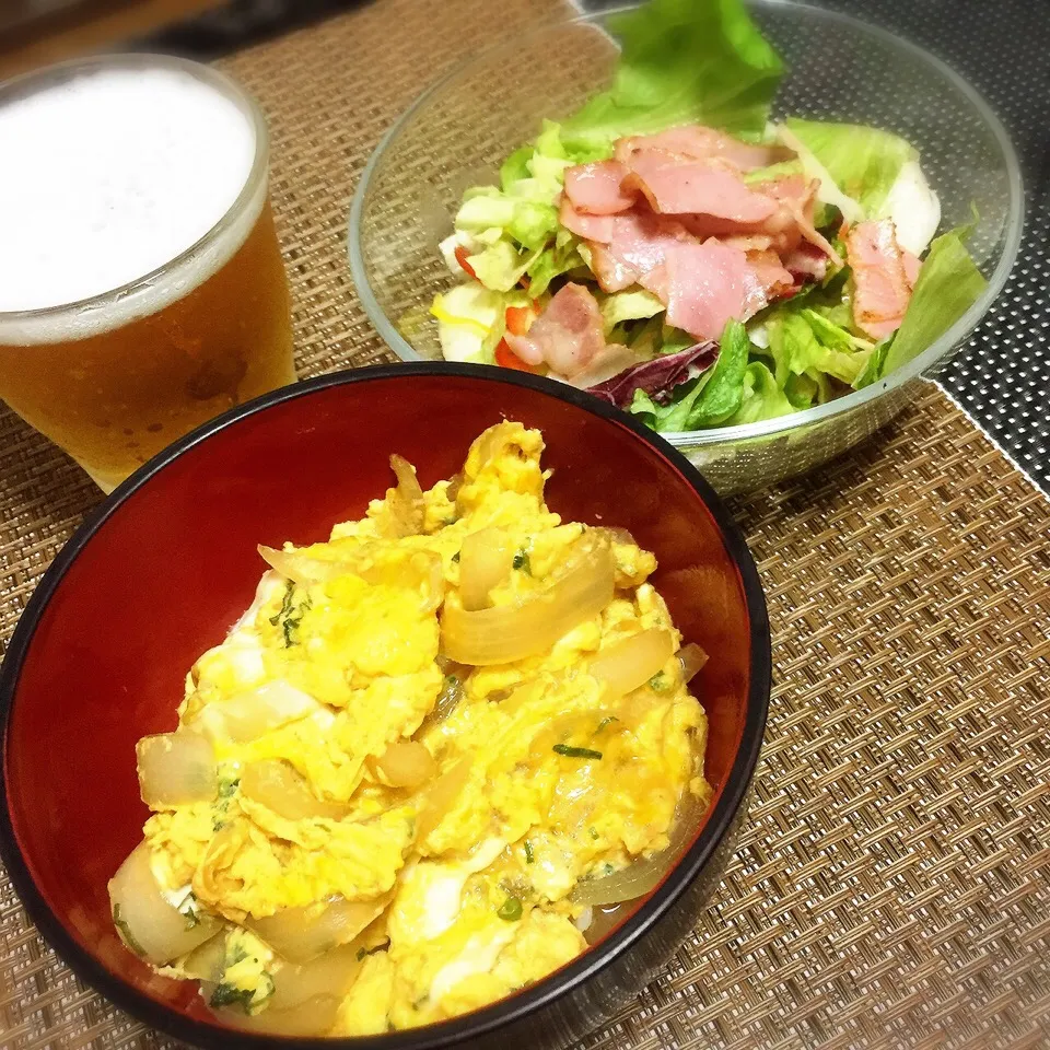 玉子丼とサラダ|さちさん