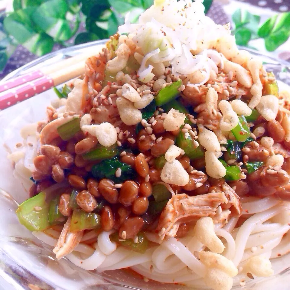 刻み小松菜&納豆de冷やしたぬきうどん|優雨【ゆぅ】@ HMH所属さん