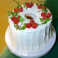 誕生日のシフォンケーキ🍒🌿