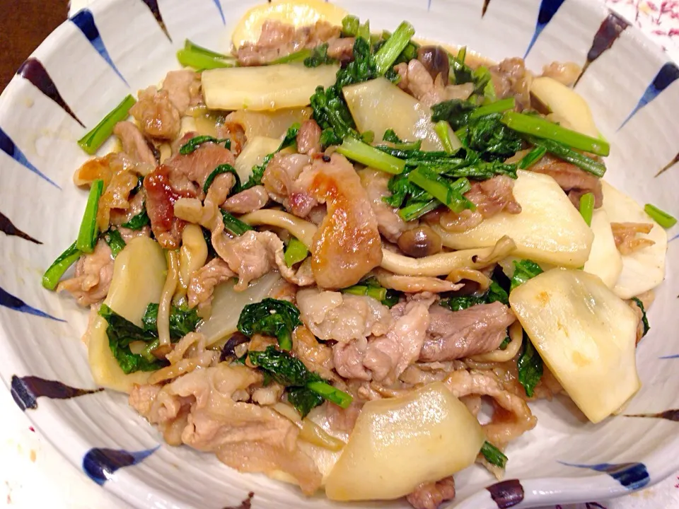 カブと豚肉の醤油炒め|富永のり子さん