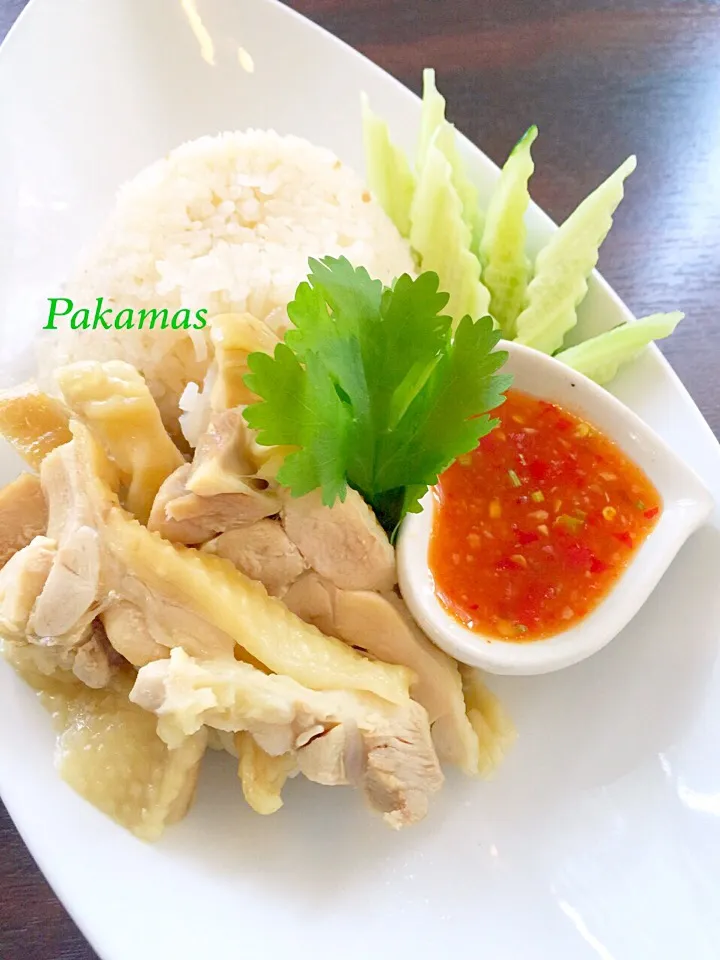 ข้าวมันไก่(steamed chicken soup rice with boiled chicken topping)|Pakamasさん