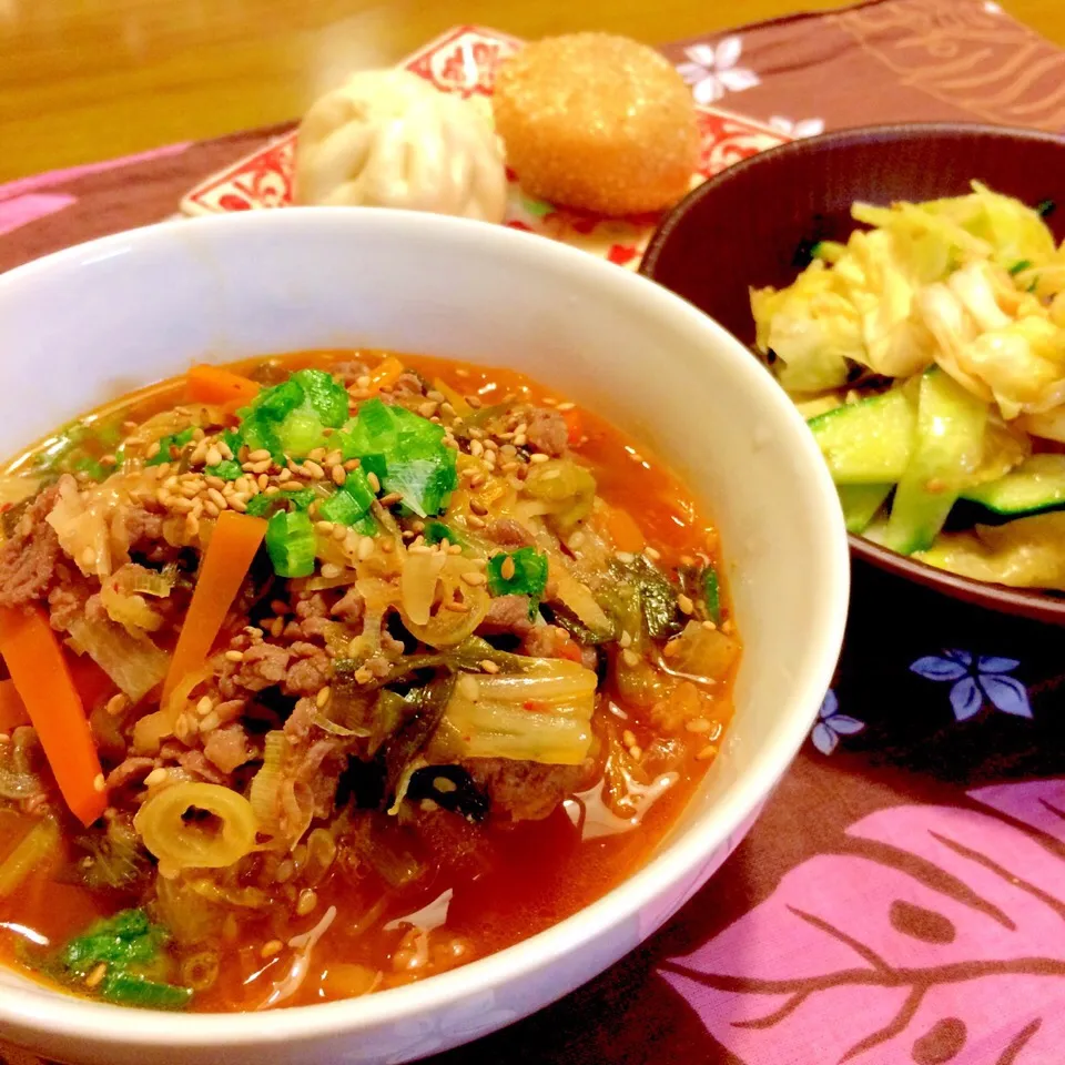 Snapdishの料理写真:カルビクッパで夕食🍚🍚🍚|かずみさん