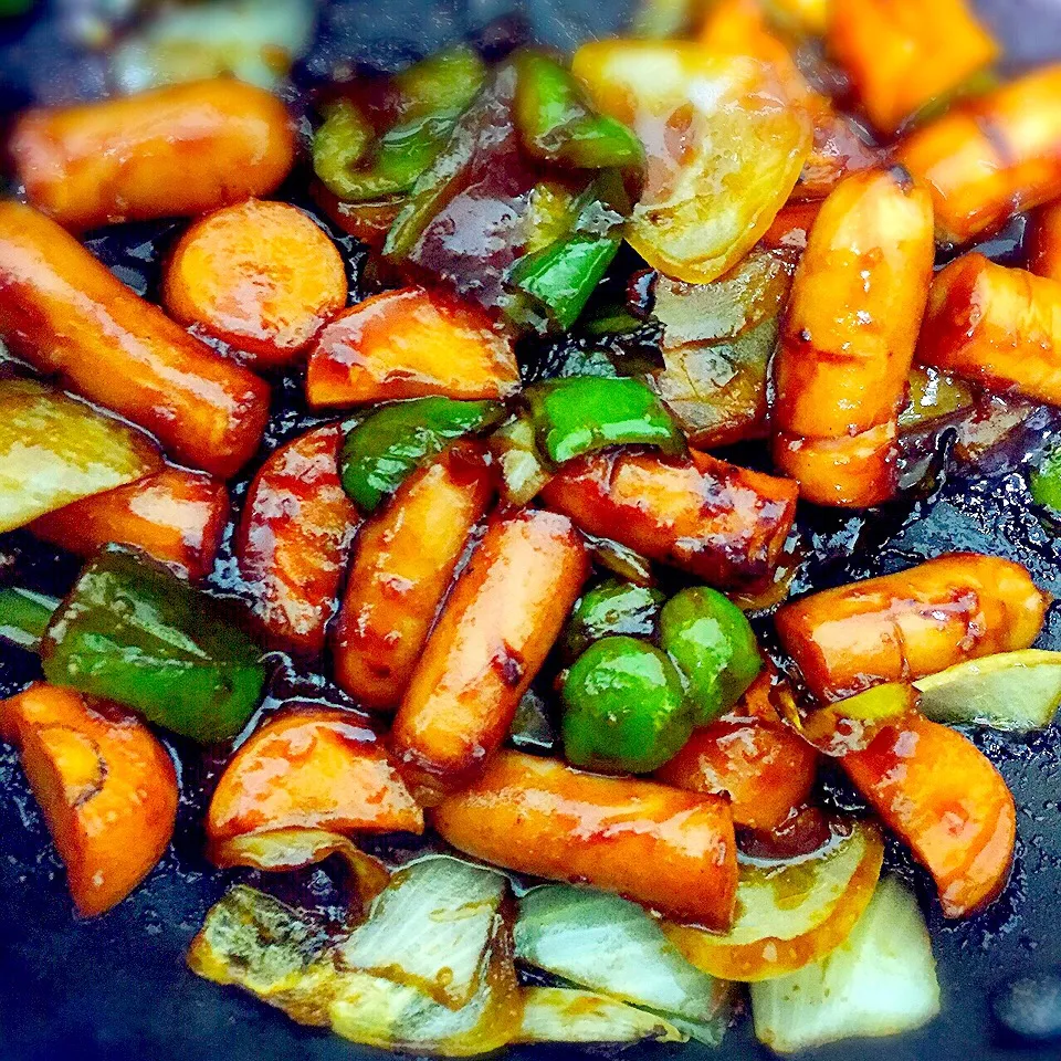 Snapdishの料理写真:ソーセージ野菜炒め 소세지 야채볶음 (쏘야)|カスミさん