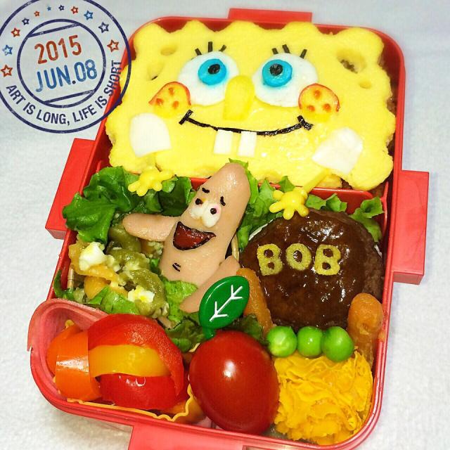 スポンジボブのオムライス ハンバーグ弁当 こぶちゃん Snapdish スナップディッシュ Id 5rnkja
