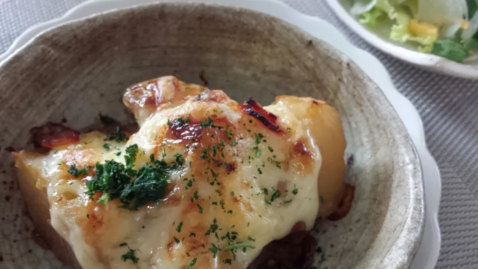 甘辛煮じゃがいものマヨチーズ焼きで、ほくほく朝ごはん|おちゃわんさん