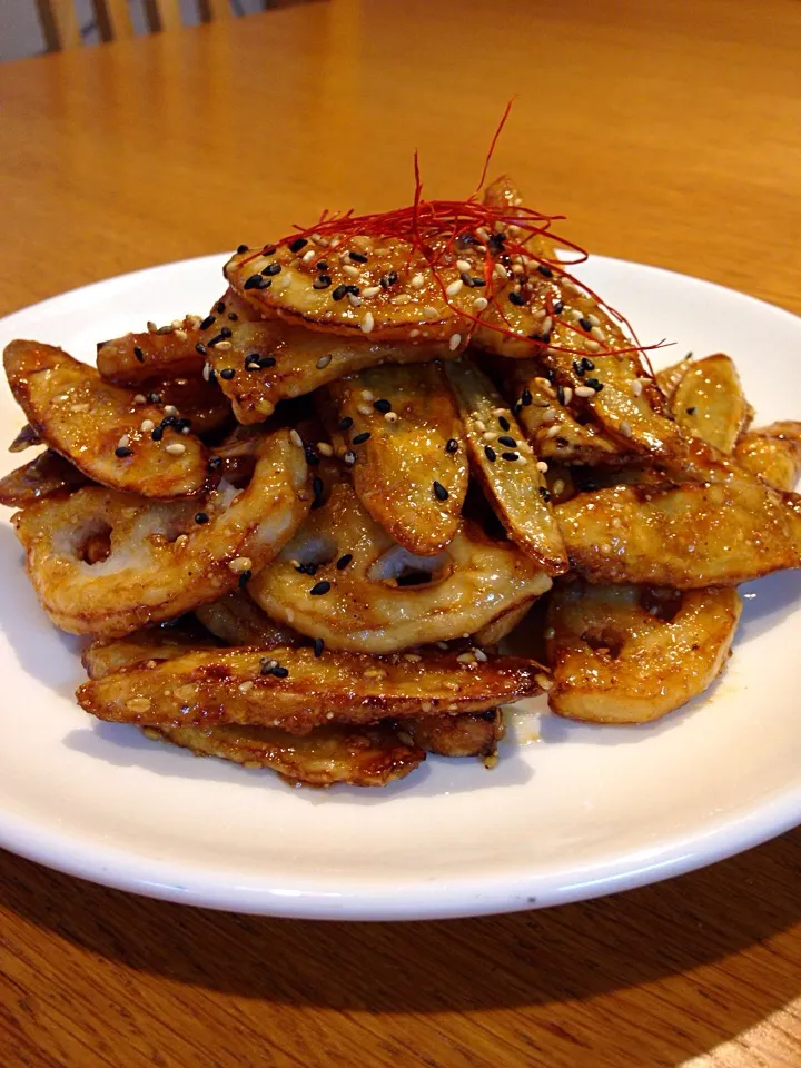 メイスイさんの料理 ごぼう&れんこんの甘ダレ揚げ|まつださんさん