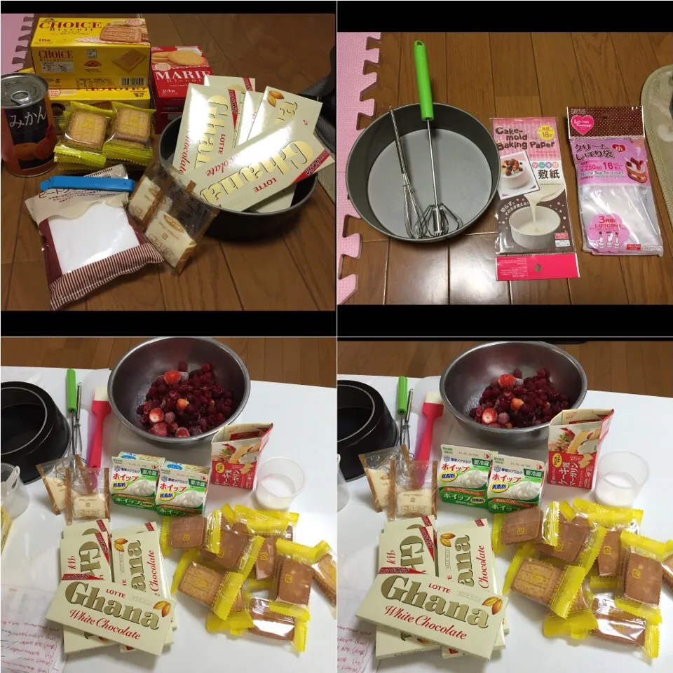 Snapdishの料理写真:Ingredients for the white chocolate Strawberry & Raspberry Mousse Cake|joさん