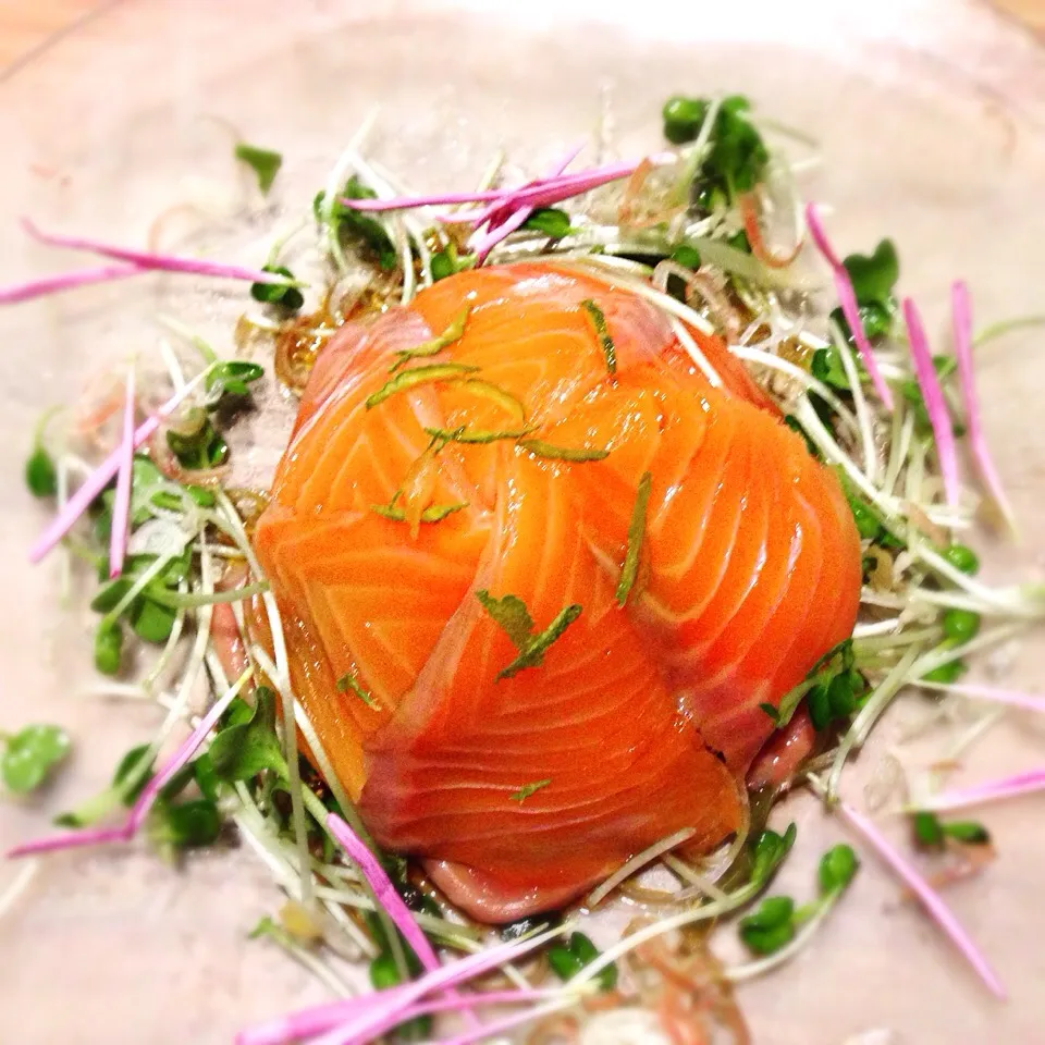 Snapdishの料理写真:carpaccio di salmone affumicato japanese style|Fabio  Palmieriさん