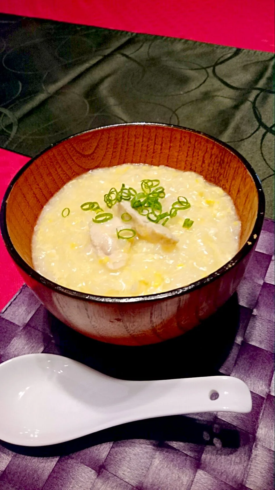 朝はササミの中華粥🍴(^-^)v|ナムナムさん