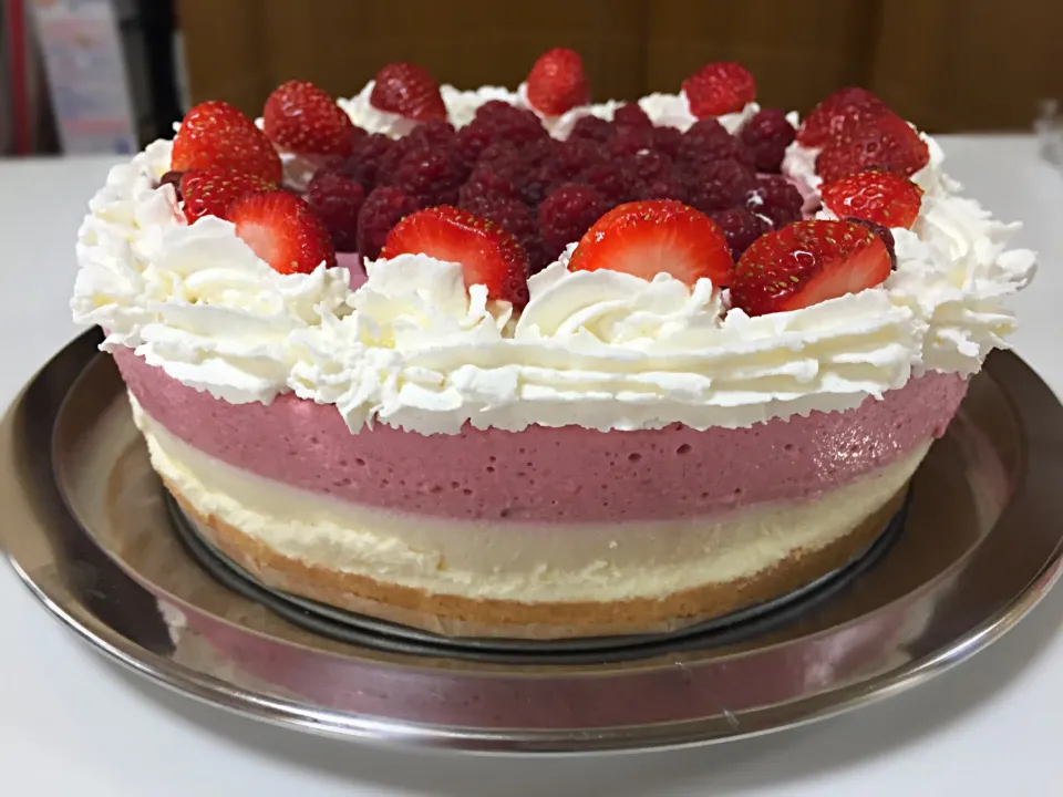 No Bake White Chocolate Raspberry Mousse Cake 😋👍😀|joさん