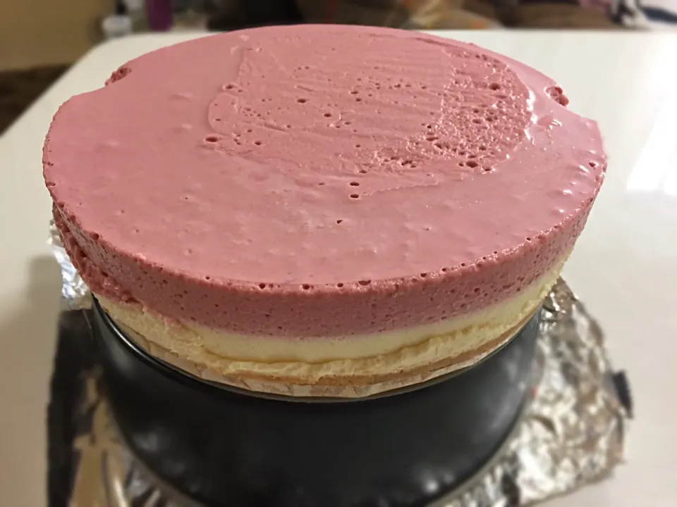 Plain White Chocolate Raspberry Mousse Cake|joさん