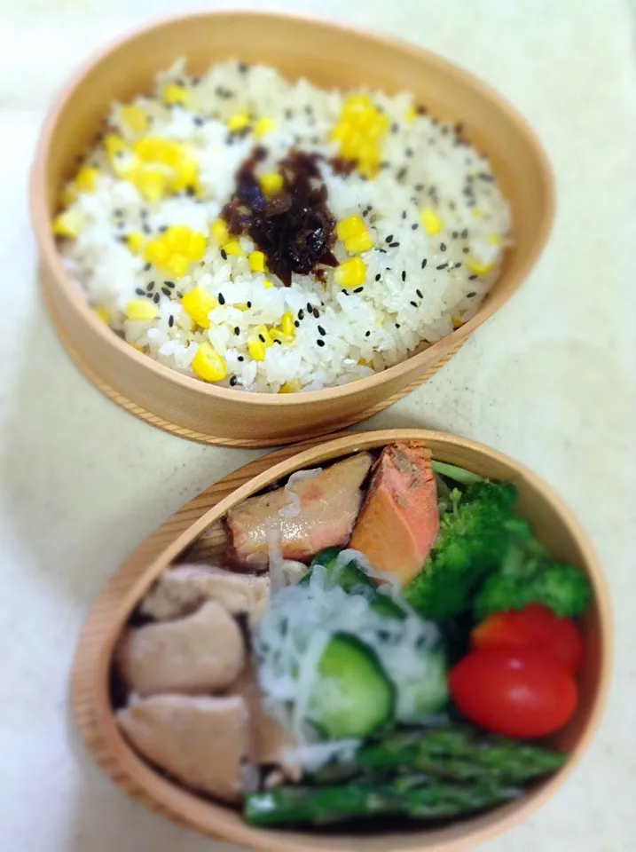 Today's lunch box. corn rice, yum!|hoppycowさん