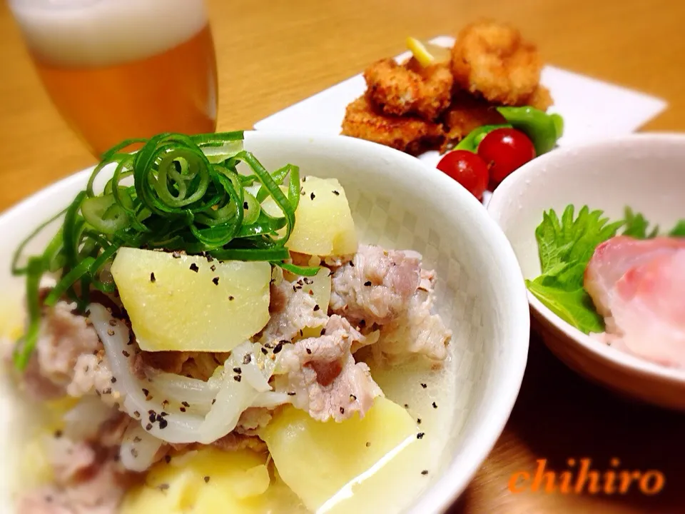 くうちゃんのUP見て食べたくなったくららちゃんの塩ジャガで乾杯〜🍻🍻|川上千尋さん