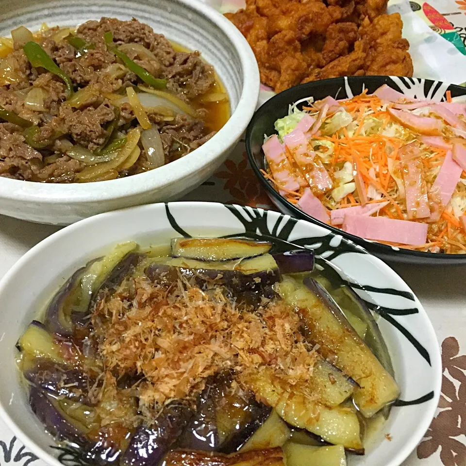 晩ご飯✩揚げ茄子の煮浸し最高！|よ～さん