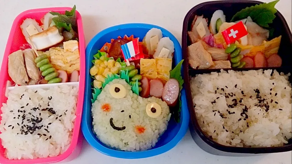 Snapdishの料理写真:今日の長男弁当～と三男カエル🐸さん弁当～と母夜勤弁当～🌵|Sayakaさん