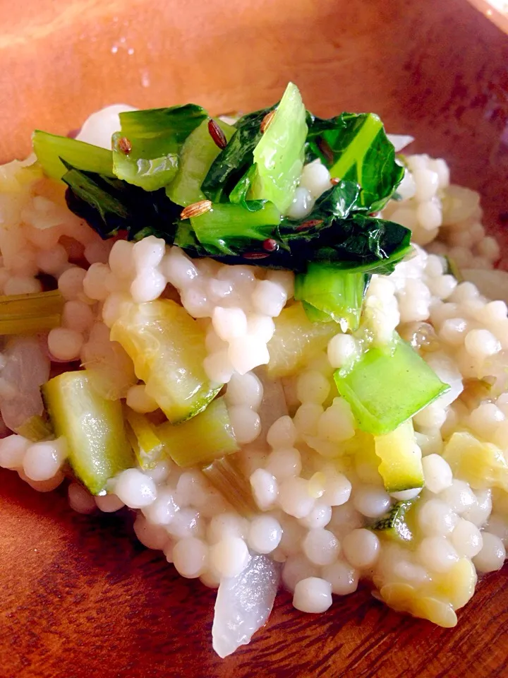 日野菜カブとズッキーニ、小松菜のクスクス（≧∇≦）delicious veggie pearl couscous|Tanuさん