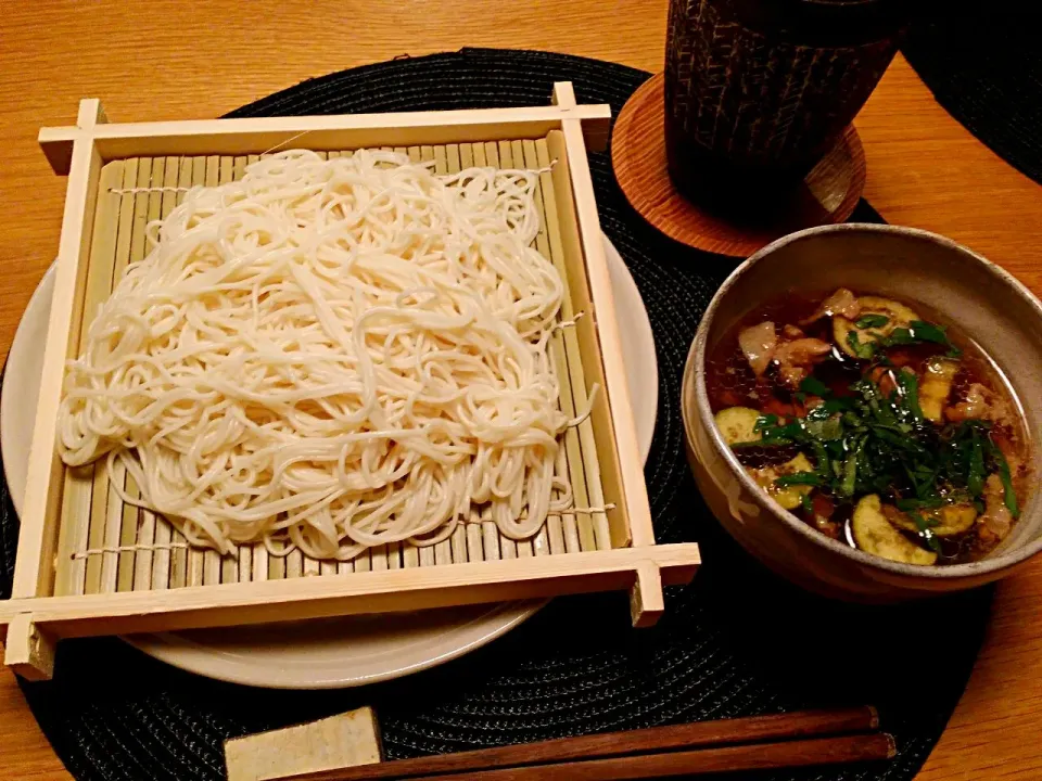 豚肉と茄子のつけ素麺♪|lotusさん