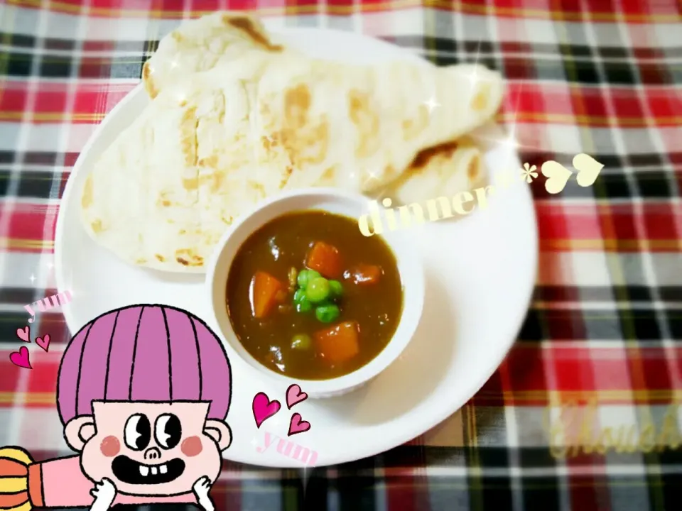 Snapdishの料理写真:フライパンdeもちふわナン&
我が家no
カレー(◦′‵◦) ♬|愛**❥❥さん