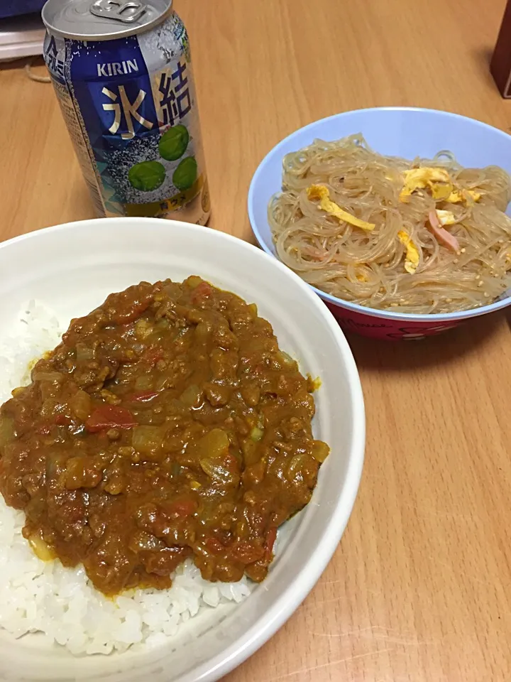 2015.06.10キーマカレーと春雨サラダ|しおりさん